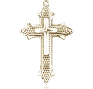 14kt Gold Filled Cross on Cross Medal Engraved Catholic Saint Jewelry