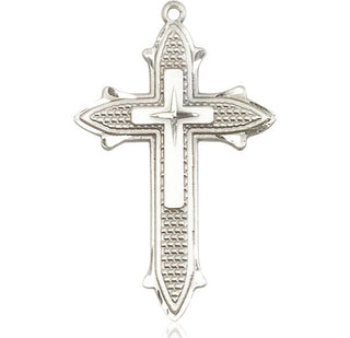 Sterling Silver Cross on Cross Medal Engraved Catholic Saint Jewelry