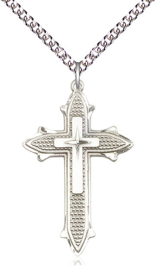 Sterling Silver Cross on Cross Medal Catholic Jewelry Engraved Catholic Saint Jewelry