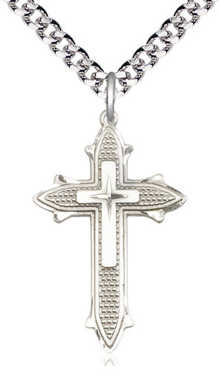 Sterling Silver Cross on Cross Medal Catholic Jewelry Engraved Catholic Saint Jewelry