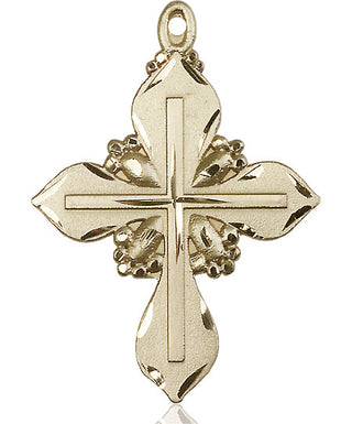 14kt Gold Cross Medal Engraved Catholic Saint Jewelry