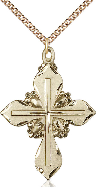 14kt Gold Cross Medal Engraved Catholic Saint Jewelry
