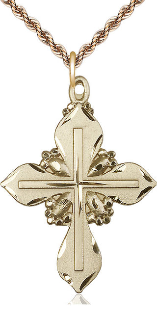 14kt Gold Cross Medal Engraved Catholic Saint Jewelry
