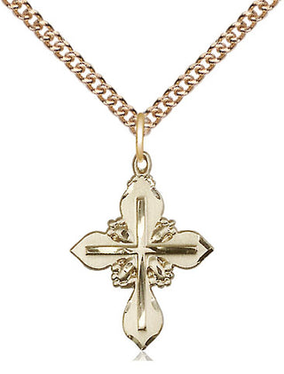 14kt Gold Cross Medal Engraved Catholic Saint Jewelry