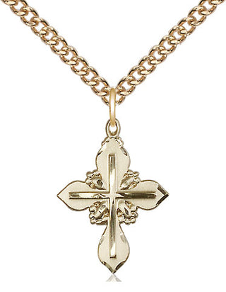 14kt Gold Cross Medal Engraved Catholic Saint Jewelry