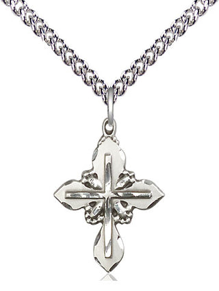 Sterling Silver Cross Medal Religious Jewelry Engraved Catholic Saint Jewelry