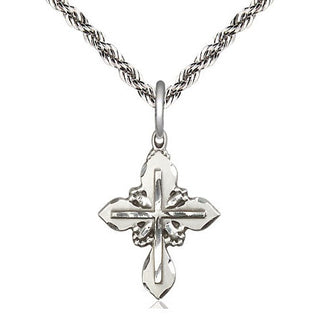 Sterling Silver Cross Medal Religious Jewelry Engraved Catholic Saint Jewelry