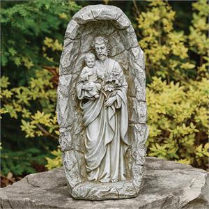 18.75-Inch Led Solar St Joseph Grotto Garden Statue - View 2