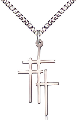 Sterling Silver Triple Cross Medal Catholic Jewelry