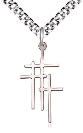 Sterling Silver Triple Cross Medal Catholic Jewelry