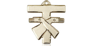 14kt Gold Filled Franciscan Cross Medal Engraved Catholic Saint Jewelry