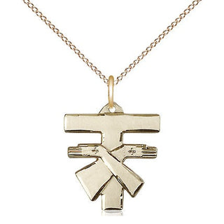 14kt Gold Filled Franciscan Cross Medal Religious Jewelry Engraved Catholic Saint Jewelry
