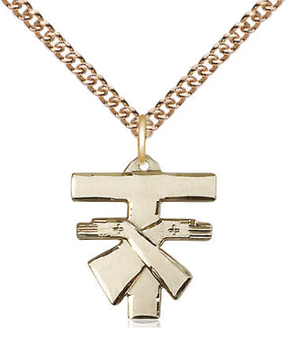 14kt Gold Filled Franciscan Cross Medal Religious Jewelry Engraved Catholic Saint Jewelry