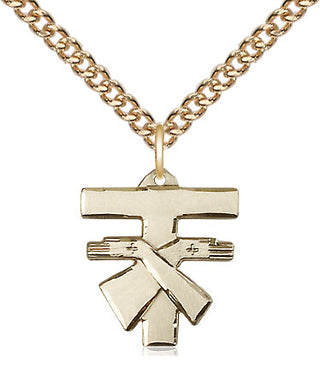 14kt Gold Filled Franciscan Cross Medal Religious Jewelry Engraved Catholic Saint Jewelry