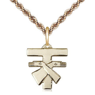 14kt Gold Filled Franciscan Cross Medal Religious Jewelry Engraved Catholic Saint Jewelry