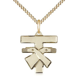 14kt Gold Filled Franciscan Cross Medal Religious Jewelry Engraved Catholic Saint Jewelry