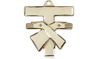 14kt Gold Franciscan Cross Medal Engraved Catholic Saint Jewelry