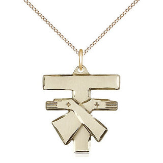 14kt Gold Franciscan Cross Medal Engraved Catholic Saint Jewelry