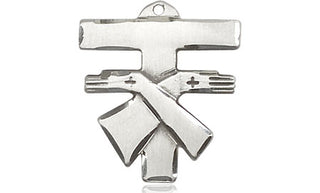 Pewter Franciscan Cross Medal Engraved Catholic Saint Jewelry