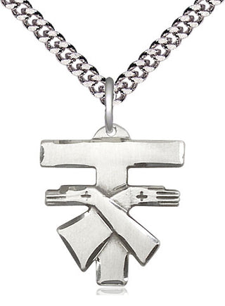Sterling Silver Franciscan Cross Medal Religious Jewelry Engraved Catholic Saint Jewelry