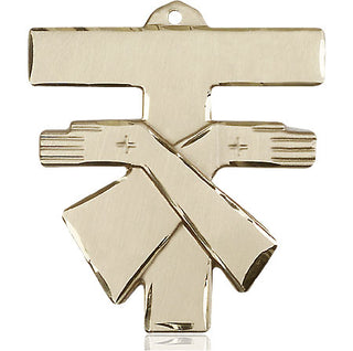 14kt Gold Filled Franciscan Cross Medal Engraved Catholic Saint Jewelry
