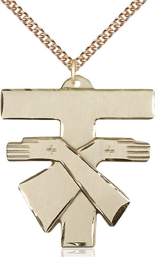 14kt Gold Filled Franciscan Cross Medal Catholic Jewelry Engraved Catholic Saint Jewelry
