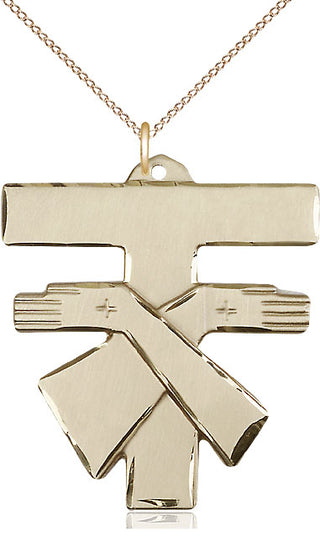 14kt Gold Franciscan Cross Medal Engraved Catholic Saint Jewelry