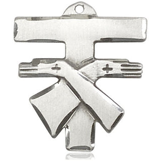 Sterling Silver Franciscan Cross Medal Engraved Catholic Saint Jewelry
