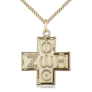14kt Gold Filled Light & Life Cross Medal Catholic Jewelry