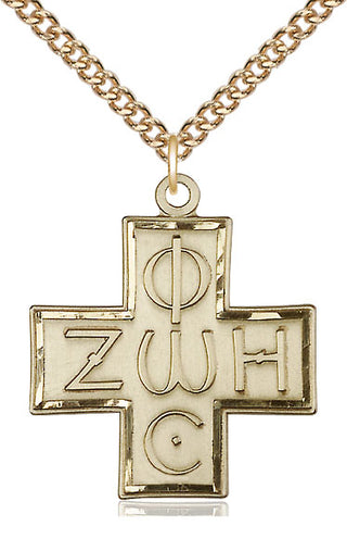 14kt Gold Filled Light & Life Cross Medal Catholic Jewelry