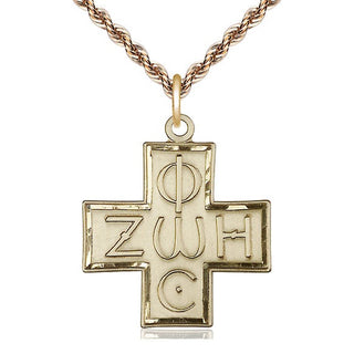 14kt Gold Filled Light & Life Cross Medal Catholic Jewelry