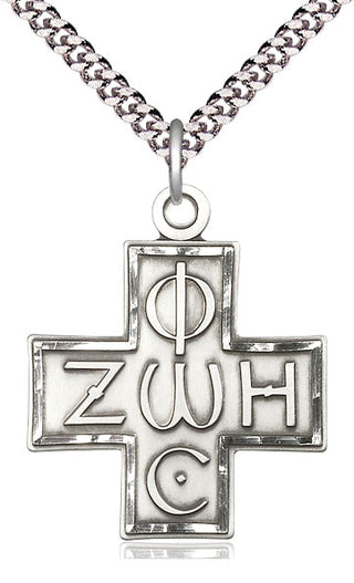 Sterling Silver Light & Life Cross Medal Catholic Jewelry