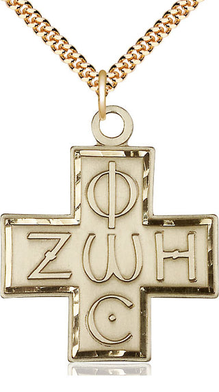14kt Gold Filled Light & Life Cross Medal Catholic Jewelry