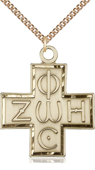 14kt Gold Filled Light & Life Cross Medal Catholic Jewelry