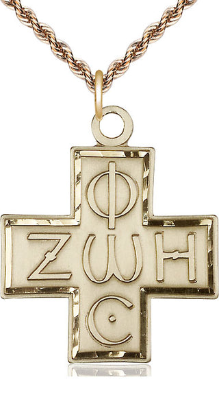 14kt Gold Filled Light & Life Cross Medal Catholic Jewelry