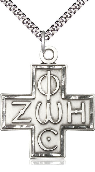 Sterling Silver Light & Life Cross Medal Catholic Jewelry
