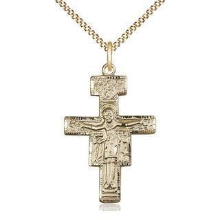 14kt Gold Filled San Damiano Crucifix Medal Religious Jewelry