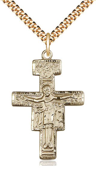 14kt Gold Filled San Damiano Crucifix Medal Religious Jewelry