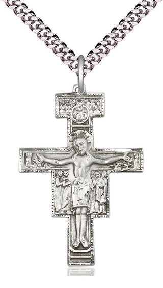 Pewter San Damiano Crucifix Medal Religious Jewelry