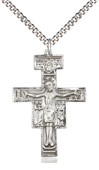 Pewter San Damiano Crucifix Medal Religious Jewelry