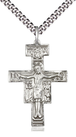 Pewter San Damiano Crucifix Medal Religious Jewelry