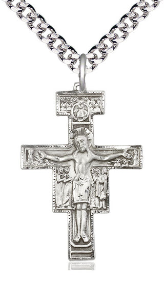 Sterling Silver San Damiano Crucifix Medal Religious Jewelry