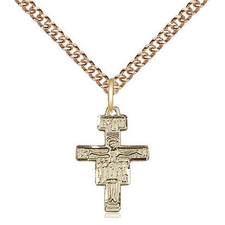 14kt Gold Filled San Damiano Crucifix Medal Religious and Catholic Jewelry