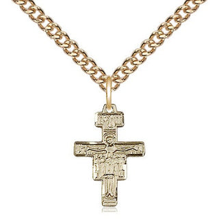 14kt Gold Filled San Damiano Crucifix Medal Religious and Catholic Jewelry