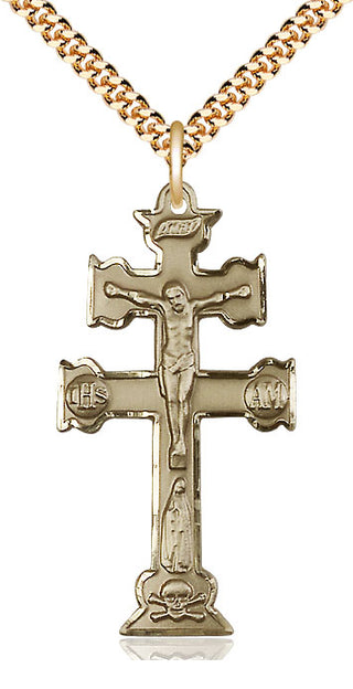 14kt Gold Filled Caravaca Crucifix Medal Catholic Jewelry