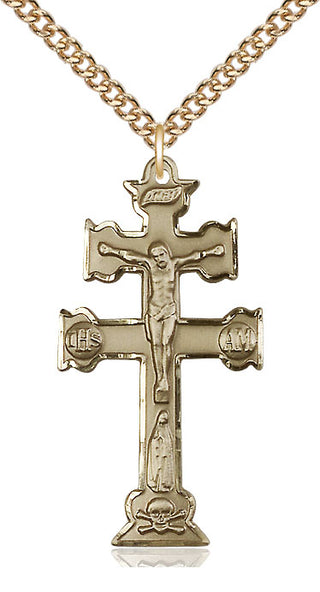 14kt Gold Filled Caravaca Crucifix Medal Catholic Jewelry