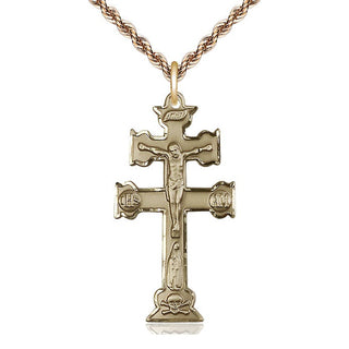 14kt Gold Filled Caravaca Crucifix Medal Catholic Jewelry