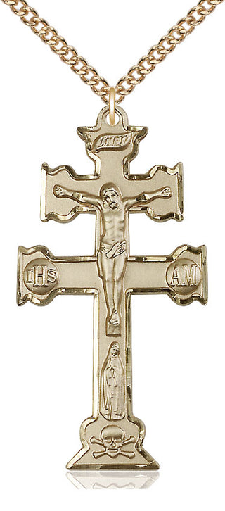 14kt Gold Filled Caravaca Crucifix Medal Catholic Jewelry