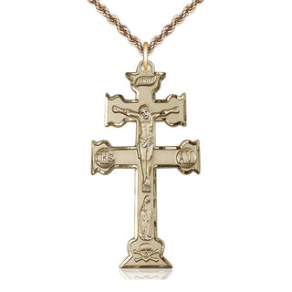 14kt Gold Filled Caravaca Crucifix Medal Catholic Jewelry