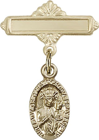 14kt Gold Filled Polished Badge Pin O/L of Czestochowa Baby Badge